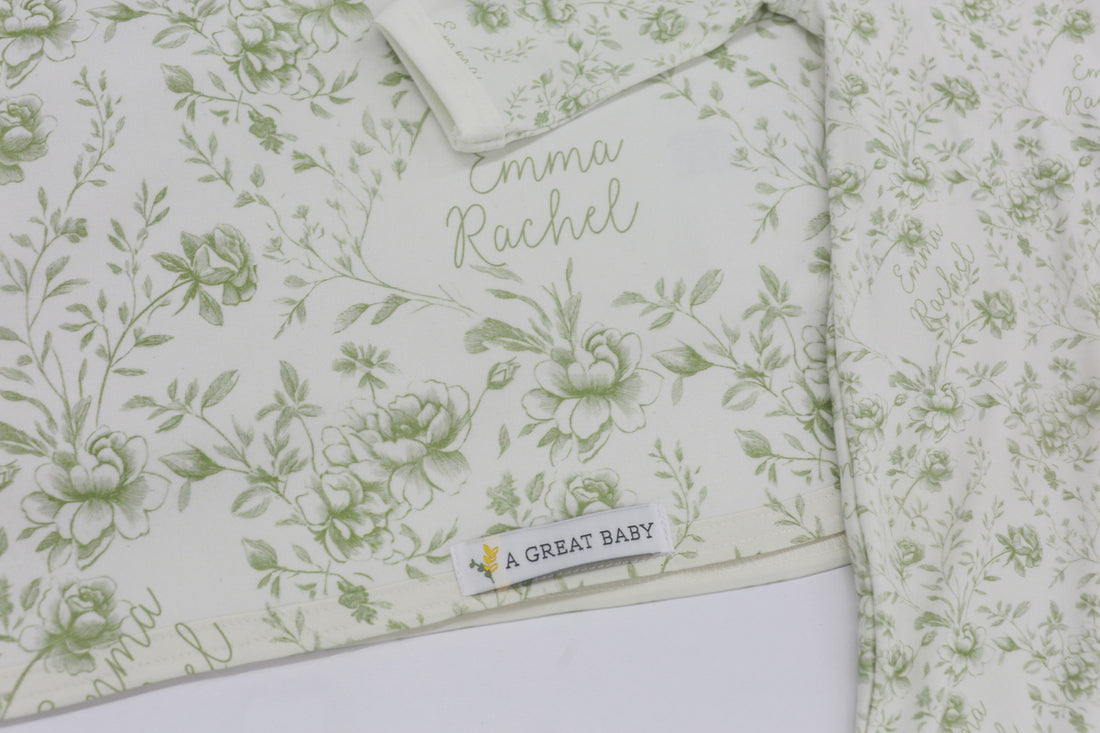 Baby Girl Blanket - Floral Toile Design Plush Keepsake Double-Sided Nursery Blanket