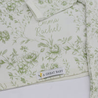 Baby Girl Blanket - Floral Toile Design Plush Keepsake Double-Sided Nursery Blanket