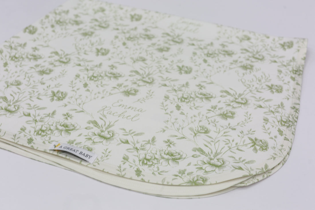 Baby Girl Blanket - Floral Toile Design Plush Keepsake Double-Sided Nursery Blanket
