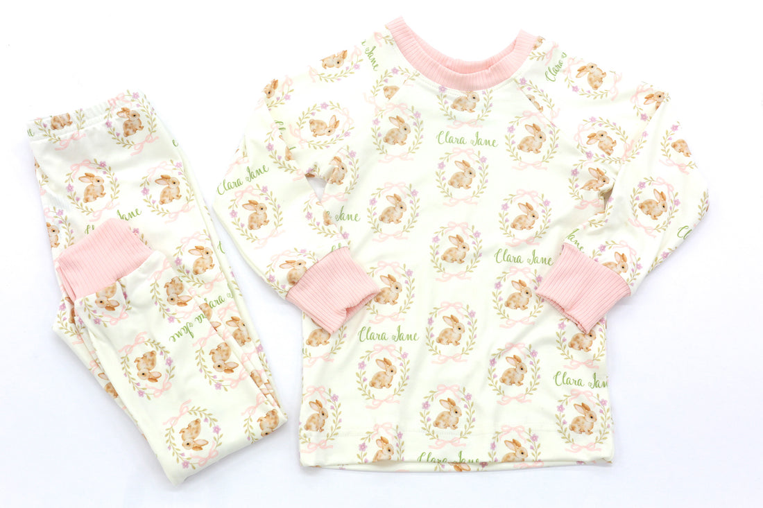 Personalized Easter Pajamas – Custom Name Kids Sleepwear With Easter Bunnies