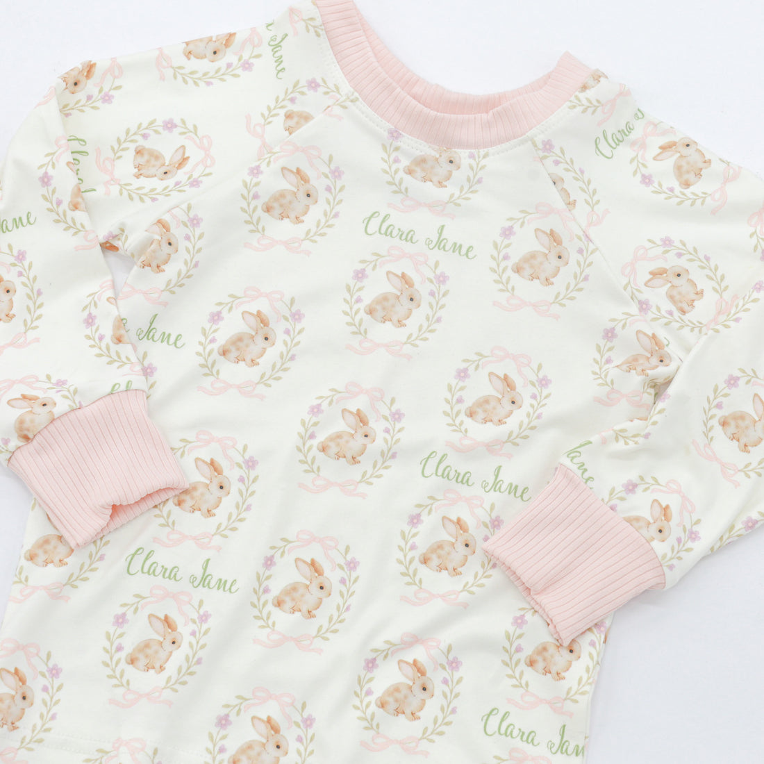 Personalized Easter Pajamas – Custom Name Kids Sleepwear With Easter Bunnies