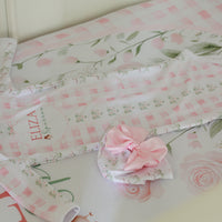 Woodland Fairies Personalized Baby Gown, Pink Ribbon Newborn Tie Bottom Sleeper Outfit