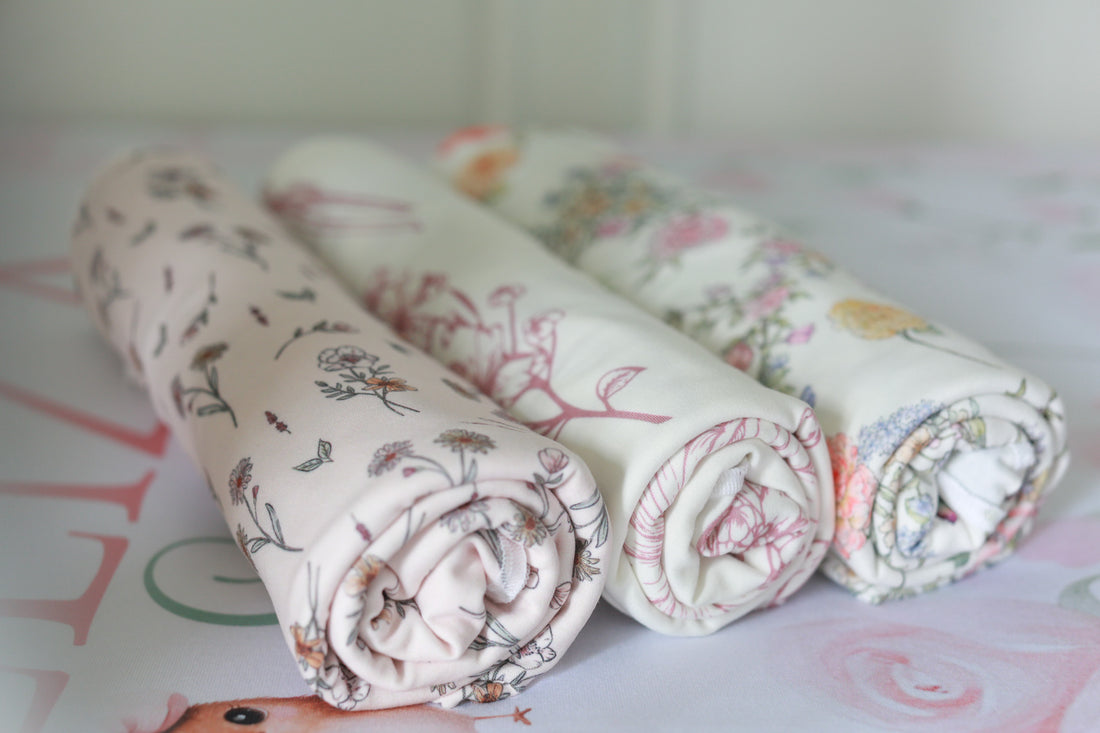 Baby Swaddle Blankets - Floral Newborn Swaddle Wraps 3-Pack | Breathable Stretchy Knit