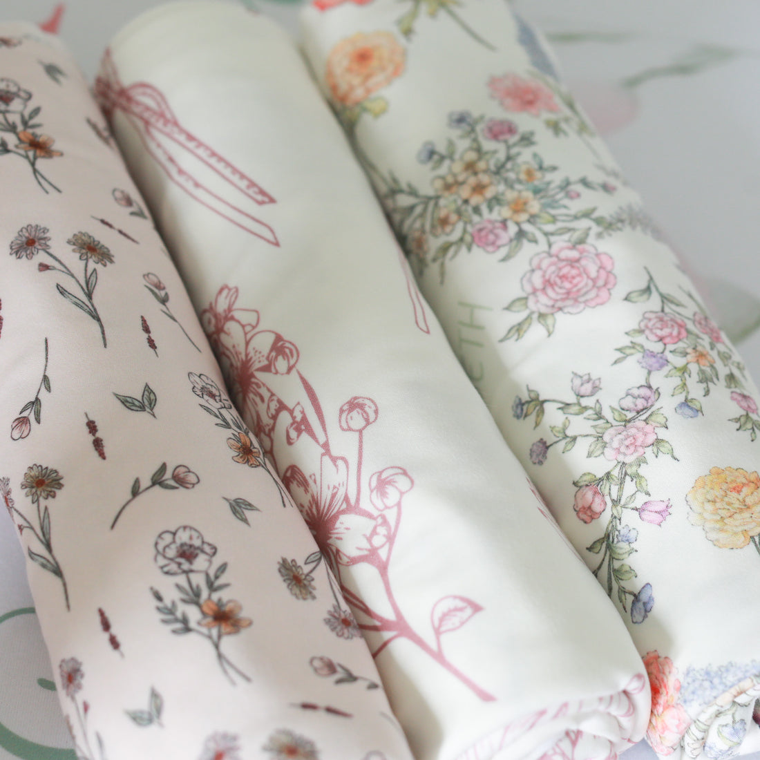 Baby Swaddle Blankets - Floral Newborn Swaddle Wraps 3-Pack | Breathable Stretchy Knit