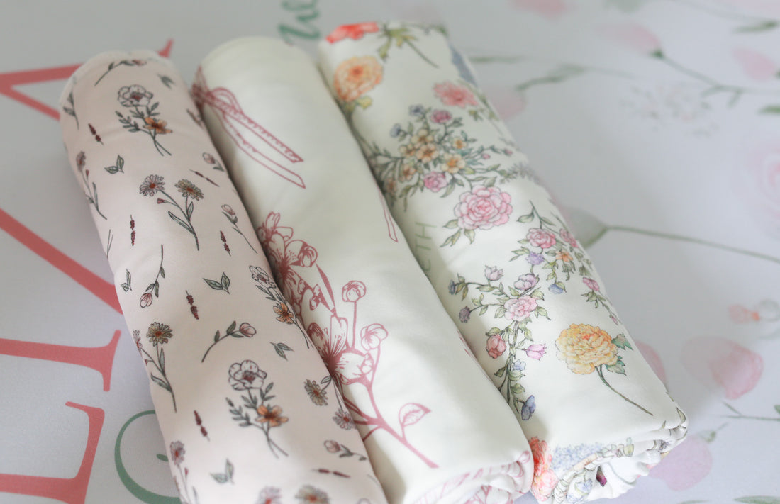 Baby Swaddle Blankets - Floral Newborn Swaddle Wraps 3-Pack | Breathable Stretchy Knit