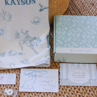 Personalized Baby Blanket - Western Baby Blanket with Satin Trim Edge, Cozy Plush Keepsake