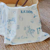 Personalized Baby Blanket - Western Baby Blanket with Satin Trim Edge, Cozy Plush Keepsake
