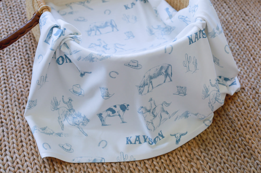 Personalized Baby Blanket - Western Baby Blanket with Satin Trim Edge, Cozy Plush Keepsake