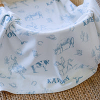 Personalized Baby Blanket - Western Baby Blanket with Satin Trim Edge, Cozy Plush Keepsake