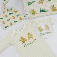 Personalized Baby Boy Set – Golfing Teddy Bear Complete Layette Set Gift for Golfer With Keepsake Blankie