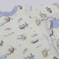 Airplane Pajamas Custom Made With Name Little Boy PJ's