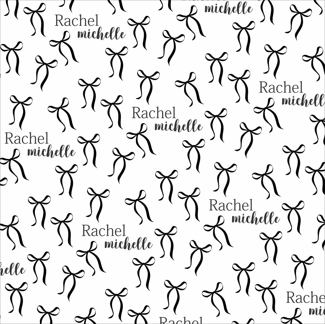 a repeating pattern of black bows against a white background.