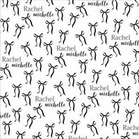 a repeating pattern of black bows against a white background.