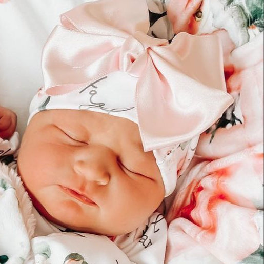 Floral Baby Girl Hat With Satin Bow