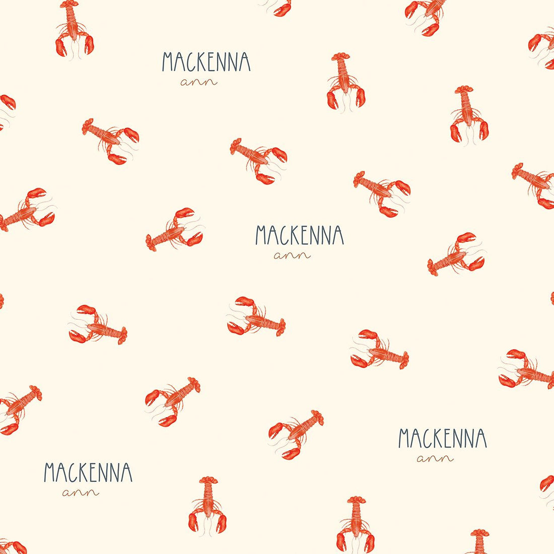 a repeating pattern of red lobster illustrations against a light background.