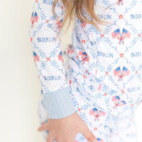 Best Patriotic Girl Gift | Personalized Grandmillennial American Flag Pajamas for Girls