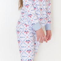Best Patriotic Girl Gift | Personalized Grandmillennial American Flag Pajamas for Girls