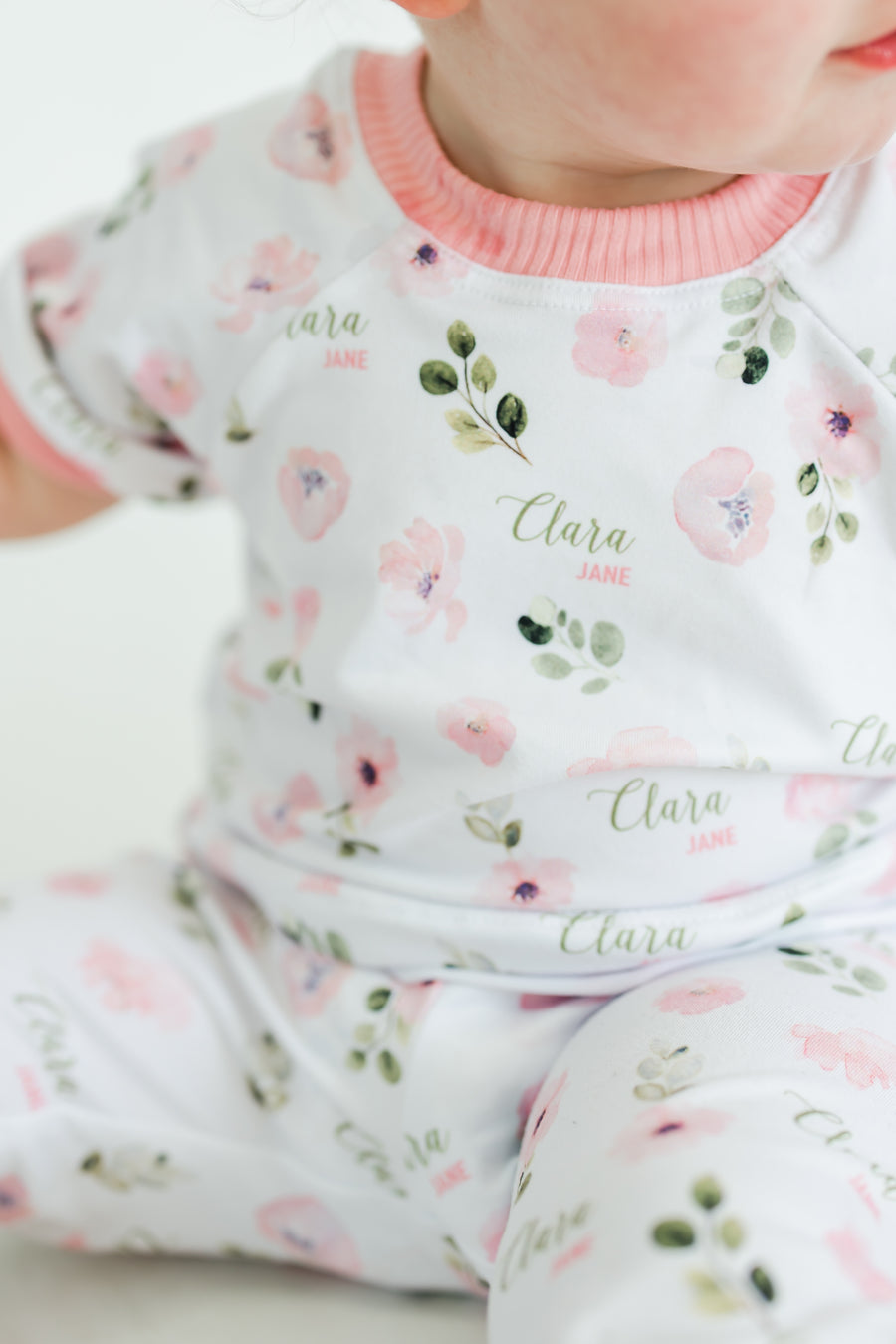 Abigail Floral Pajamas - Short or Long Sleeve (3 months to kids 14)