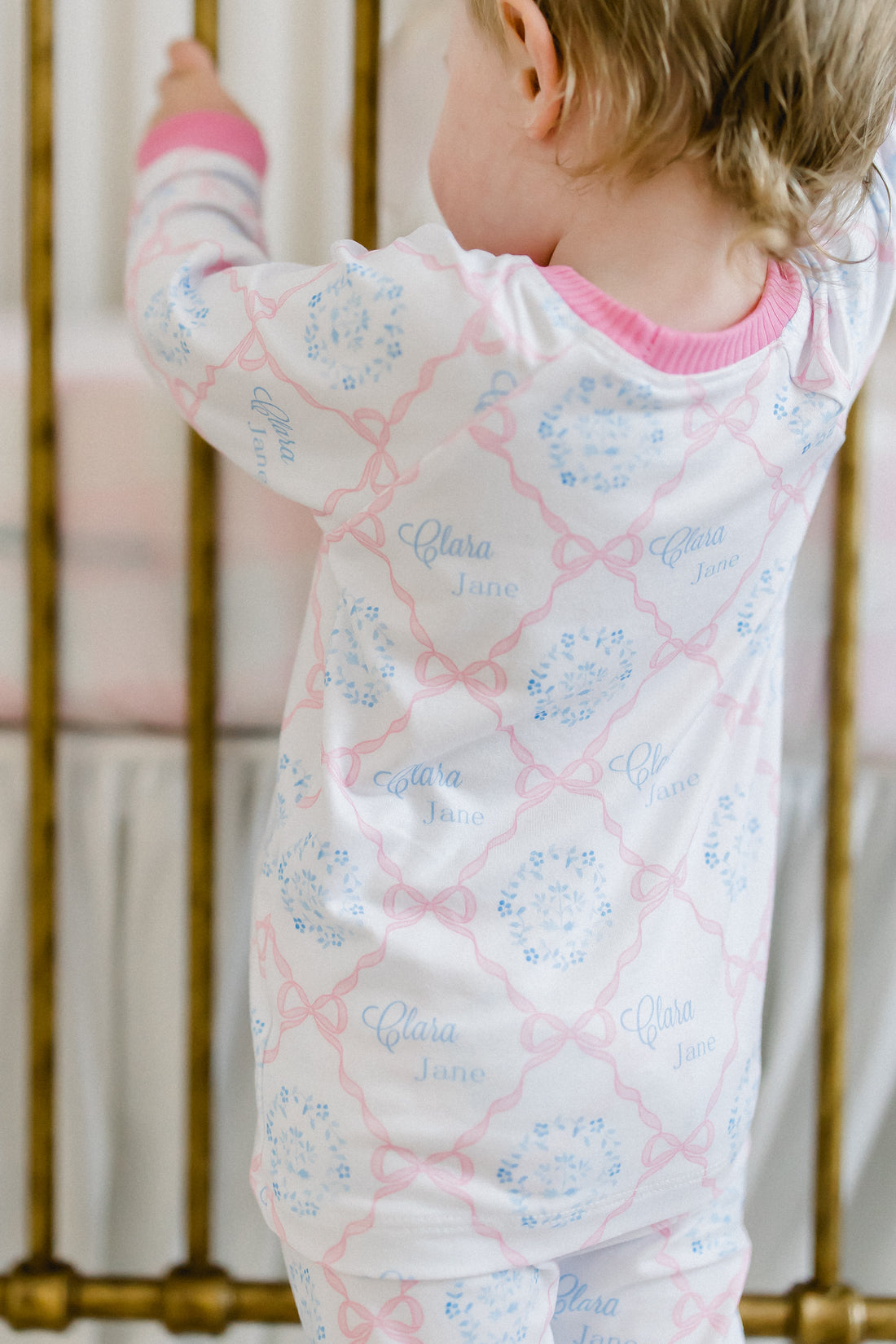 Pink Heirloom Bows Pajamas for Girls (3 months to kids 14)