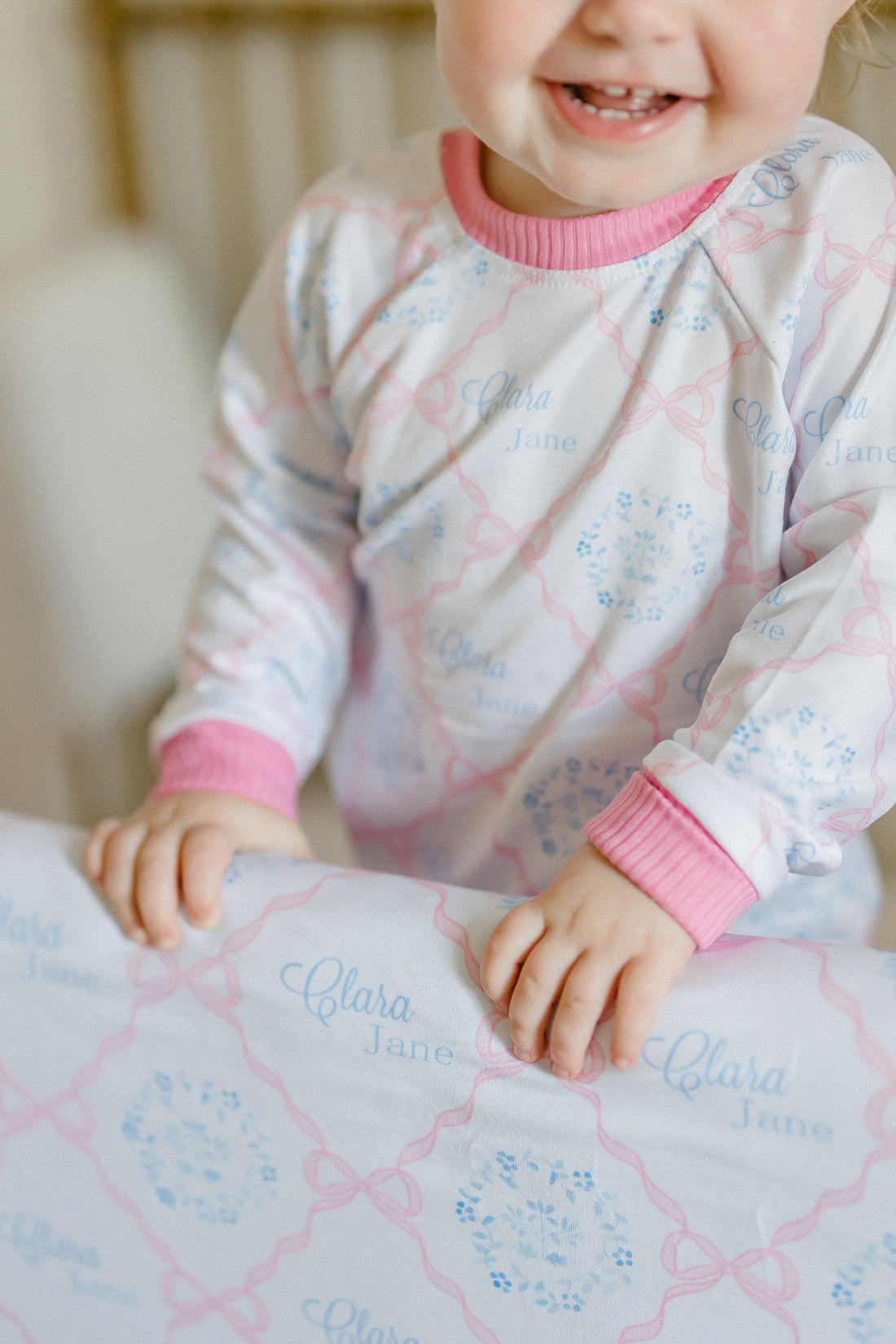 Pink Heirloom Bows Pajamas for Girls (3 months to kids 14)