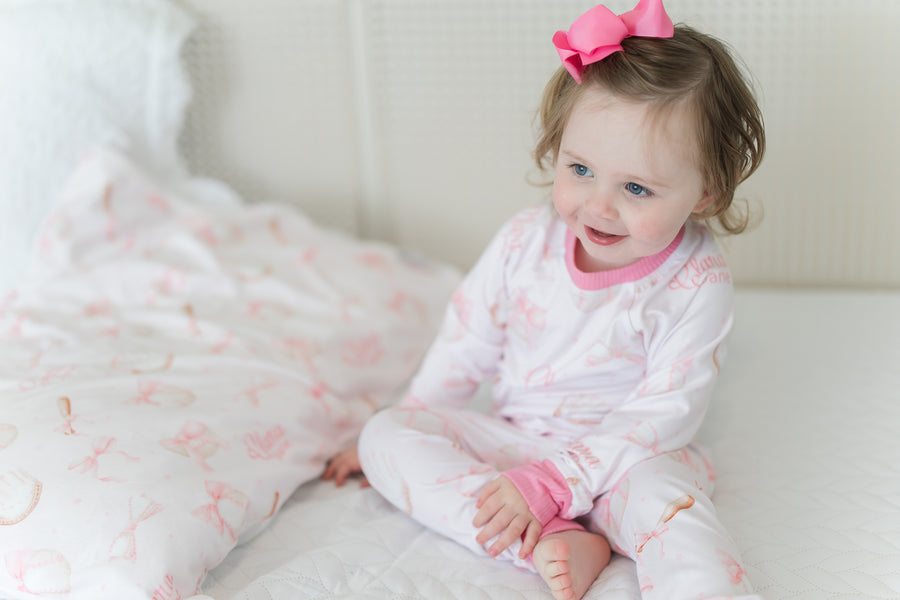 Personalized Baseball & Bows Pajamas for Girls (3 months-14)