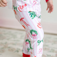Pink Stripe Santa Pajamas - Personalized Girls Holiday Sleepwear with Cozy Striped Fabric