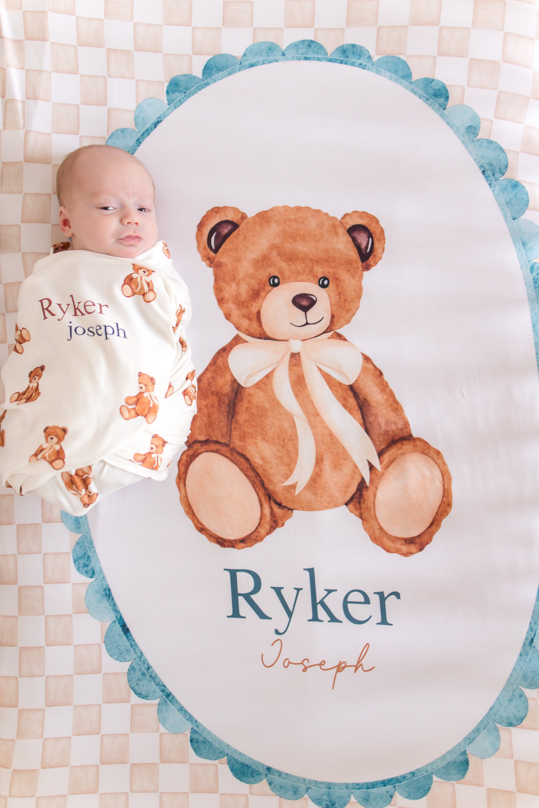 Vintage Teddy Bear Crib Sheet - Personalized Soft Knit Baby Bedding