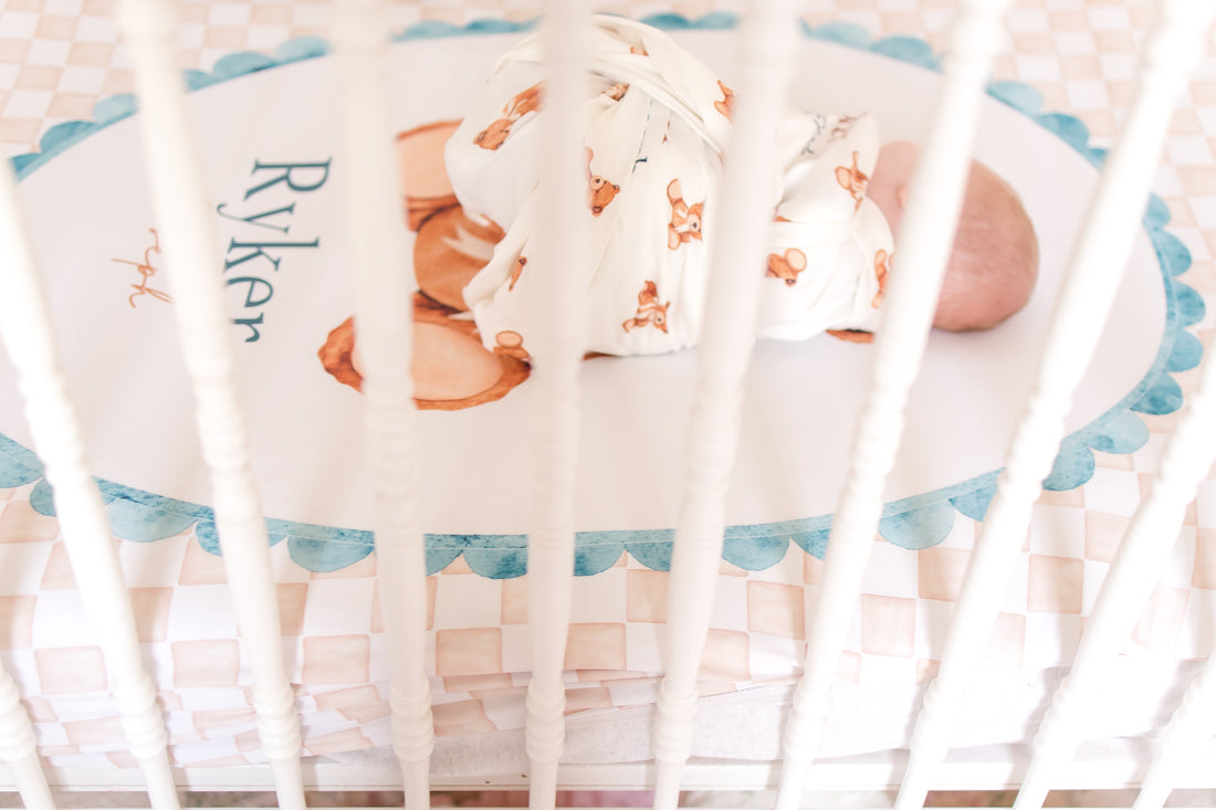 Vintage Teddy Bear Crib Sheet - Personalized Soft Knit Baby Bedding