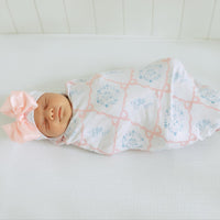 Pink Heirloom Bows Stretchy Swaddle Blanket