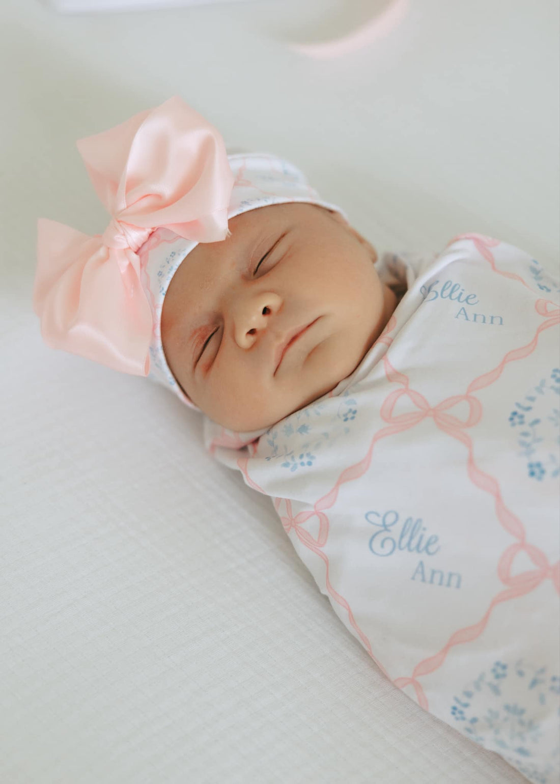 Pink Heirloom Bows Stretchy Swaddle Blanket