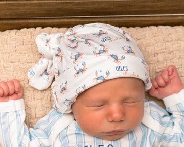 Top Knot Infant Hat  Personalized For Newborn
