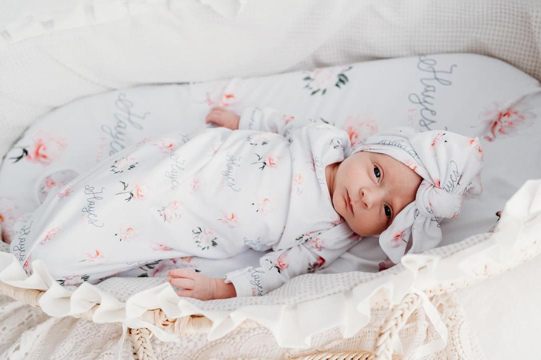 Pretty Peony Floral Knotted Baby Gown