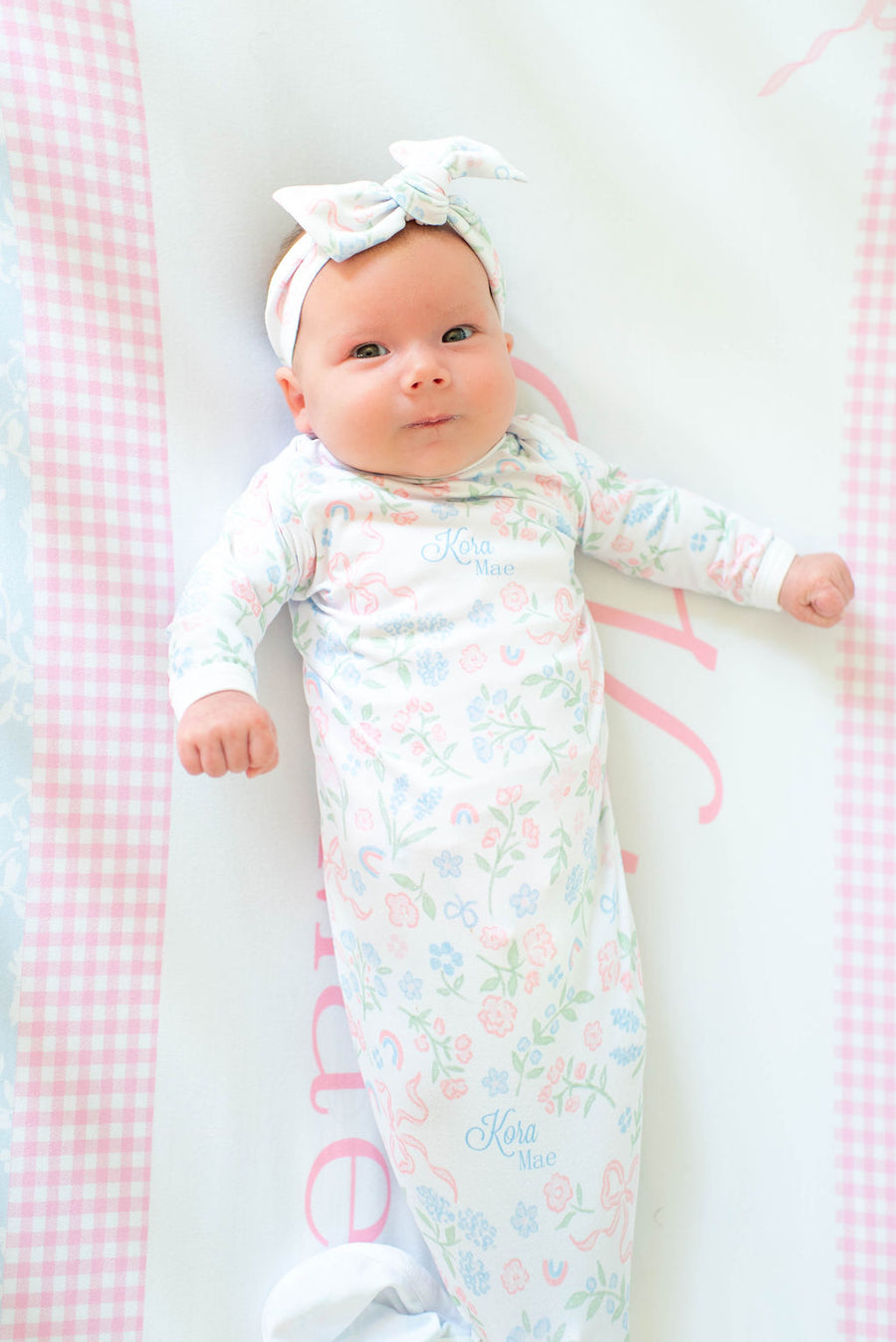 Pink Heirloom Bows Stretchy Swaddle Blanket