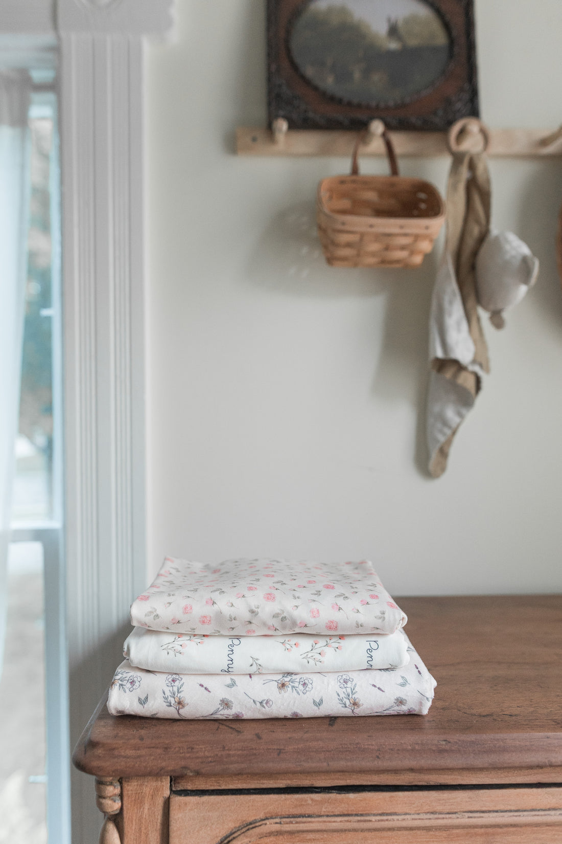 Personalized Baby Blanket - Floral Baby Receiving Blanket with Satin Trim | Boho Nursery Decor