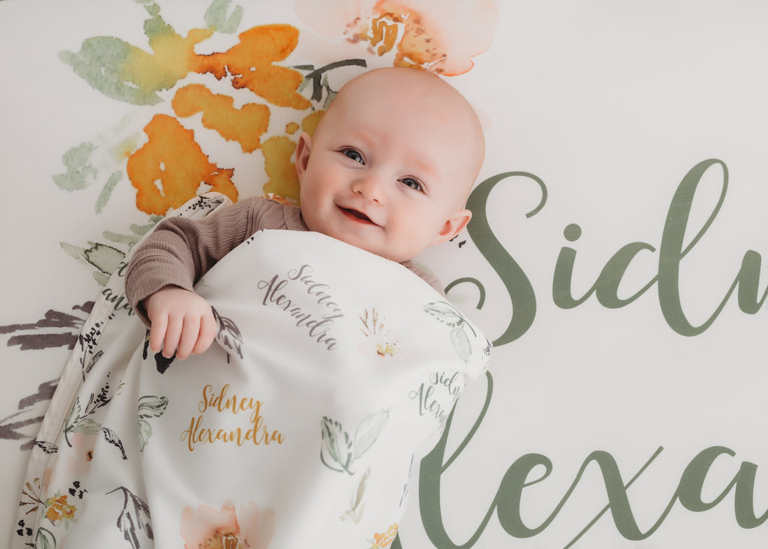 Keepsake Baby Blanket - Personalized Floral Baby Girl Blanket With Satin Trim