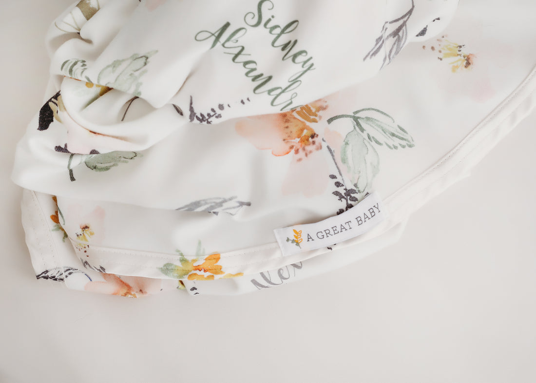 Keepsake Baby Blanket - Personalized Floral Baby Girl Blanket With Satin Trim