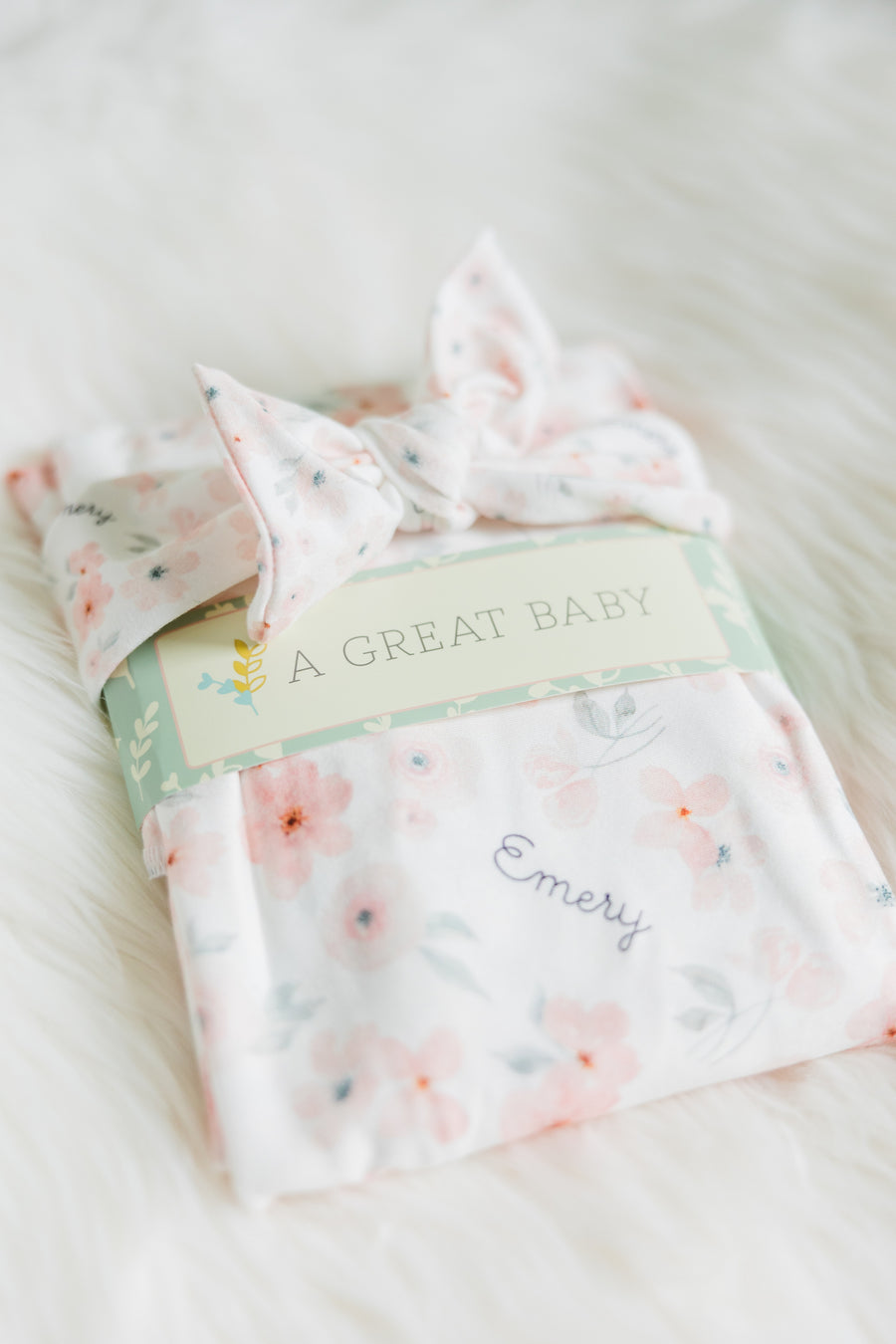 Peach Blossom Floral Personalized Baby Girl Swaddle