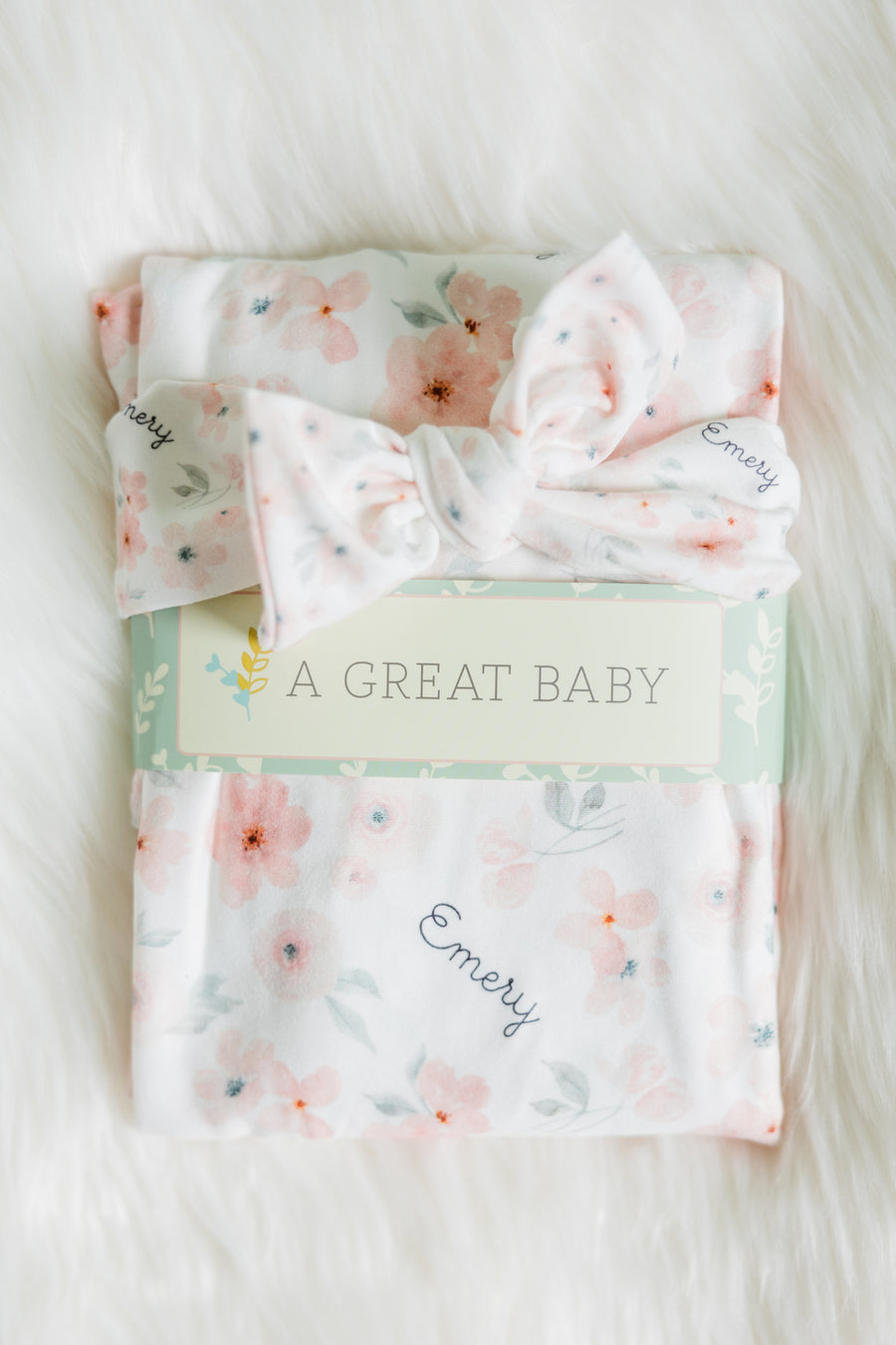 Peach Blossom Floral Personalized Baby Girl Swaddle