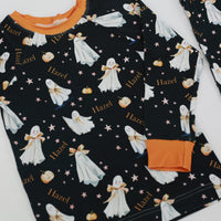 Halloween Pajamas Girls - Personalized Pumpkin Print PJs With Pink Bows (Copy)