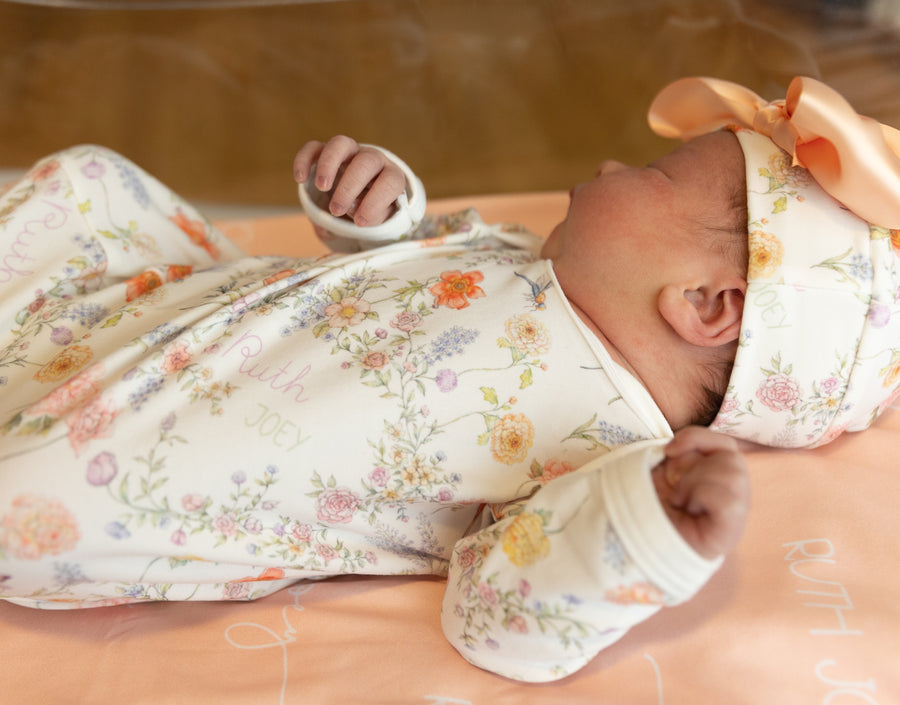 Bailey Spring Baby Gown Personalized Floral Print