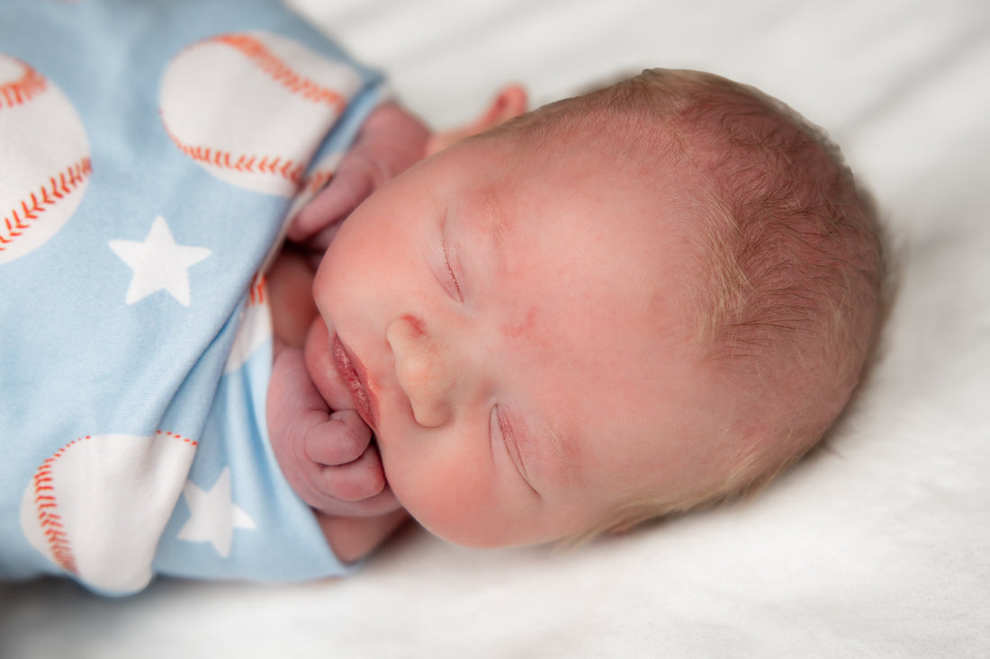 Little Slugger Stretchy Swaddle - Personalized Baby Boy Baseball Blanket