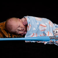 Little Slugger Stretchy Swaddle - Personalized Baby Boy Baseball Blanket