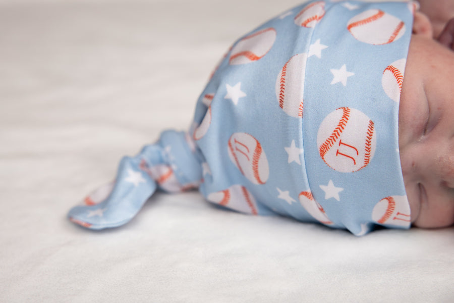 Little Slugger Stretchy Swaddle - Personalized Baby Boy Baseball Blanket