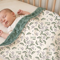 Personalized Baby Blanket – Bass Fisherman Minky Baby Fishing Blanket, Plush & Cozy