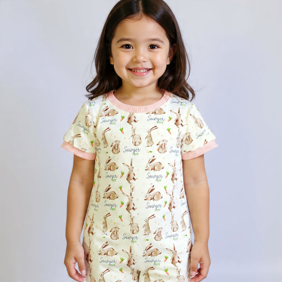 Personalized Easter Pajamas - Soft Jersey Kids Sleepwear With Bunny Print