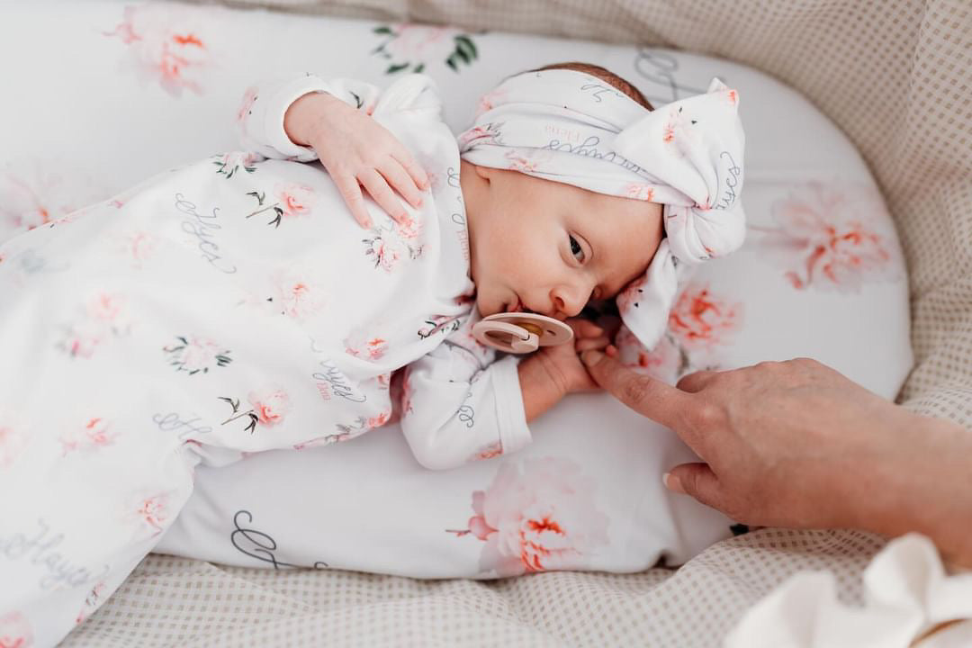 Pretty Peony Floral Knotted Baby Gown