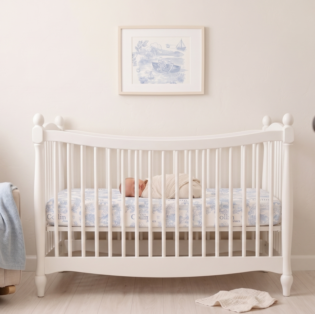 Childhood Memories Toile Crib Sheet In Pink Or Blue Print