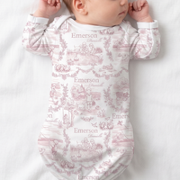 Childhood Memories Toile Baby Gown In Pink Or Blue