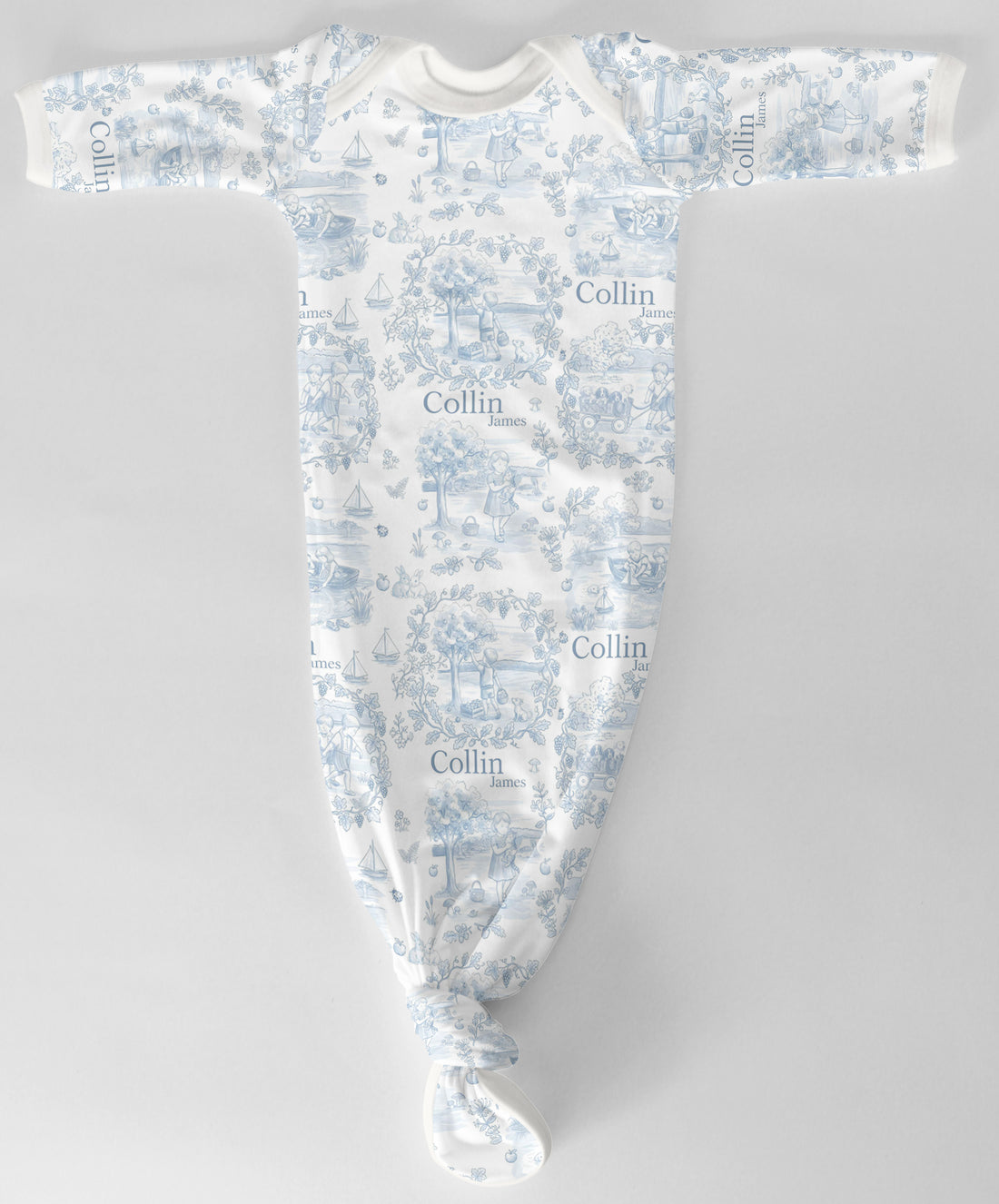 Childhood Memories Toile Baby Gown In Pink Or Blue