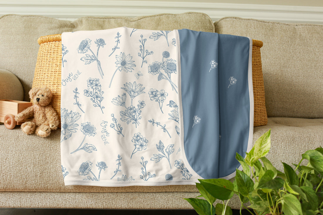 Colleen Floral Blue Stretchy Swaddle